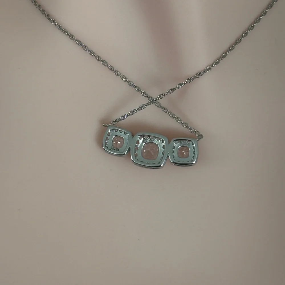 Cushion Cut 2.50 ct Genuine White Sapphire Station Necklace Sterling Silver 18